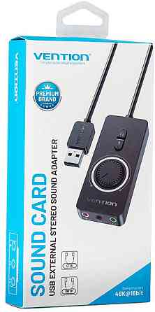 Звукова карта USB AUX jack, 3*TRS (Mic + Ear) 0.15m Volume Control чорна Винница