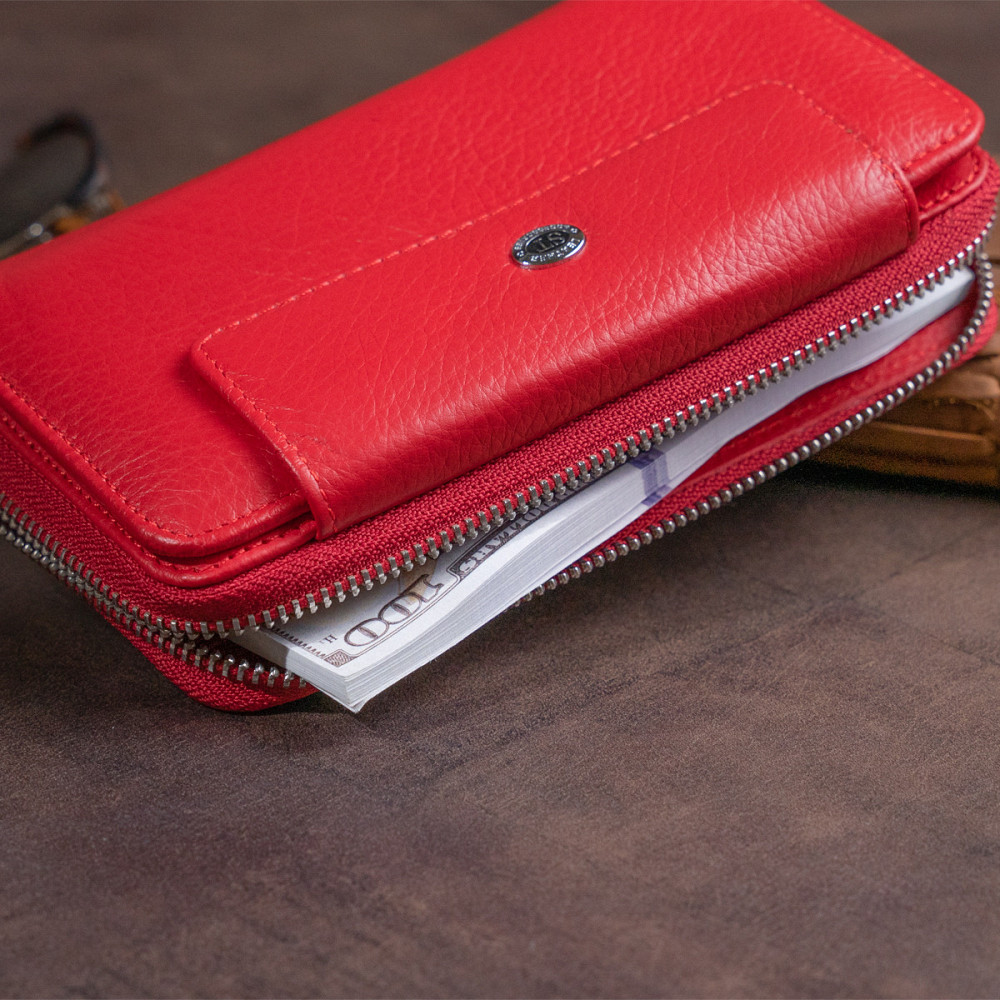 Кошелек из кожи на защелке ST Leather 19343 Красный Киев - изображение 3