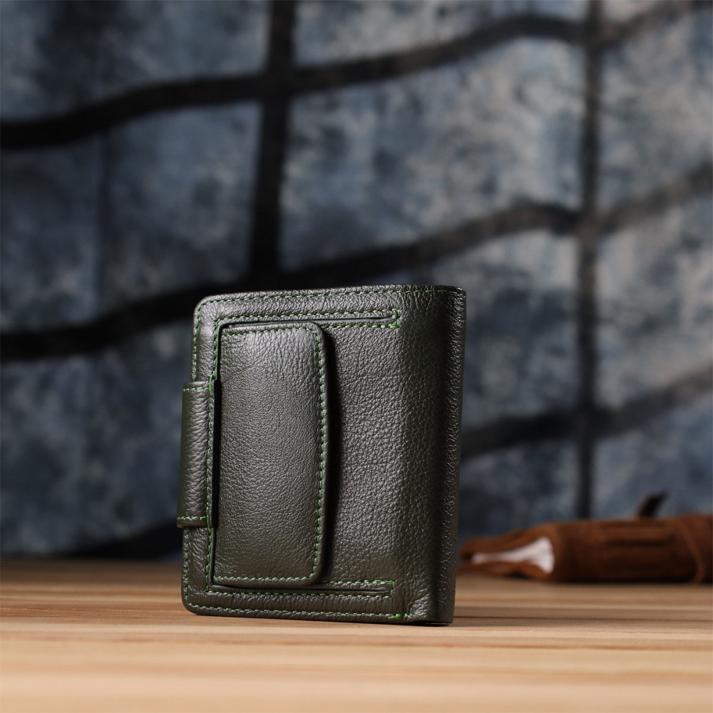 Вертикальный женский кошелек из натуральной кожи ST Leather 23070 Зеленый Киев - изображение 2