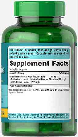 Гинкго Билоба стандартизированный экстракт (Ginkgo Biloba) 120 мг 100 капсул Киев