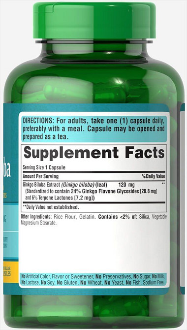 Гинкго Билоба стандартизированный экстракт (Ginkgo Biloba) 120 мг 100 капсул Киев - изображение 2