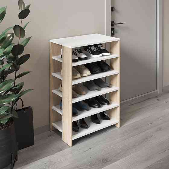 Тумба для взуття VAYS, взуттєва полиця M-36 Білий-Дуб Сонома Львів