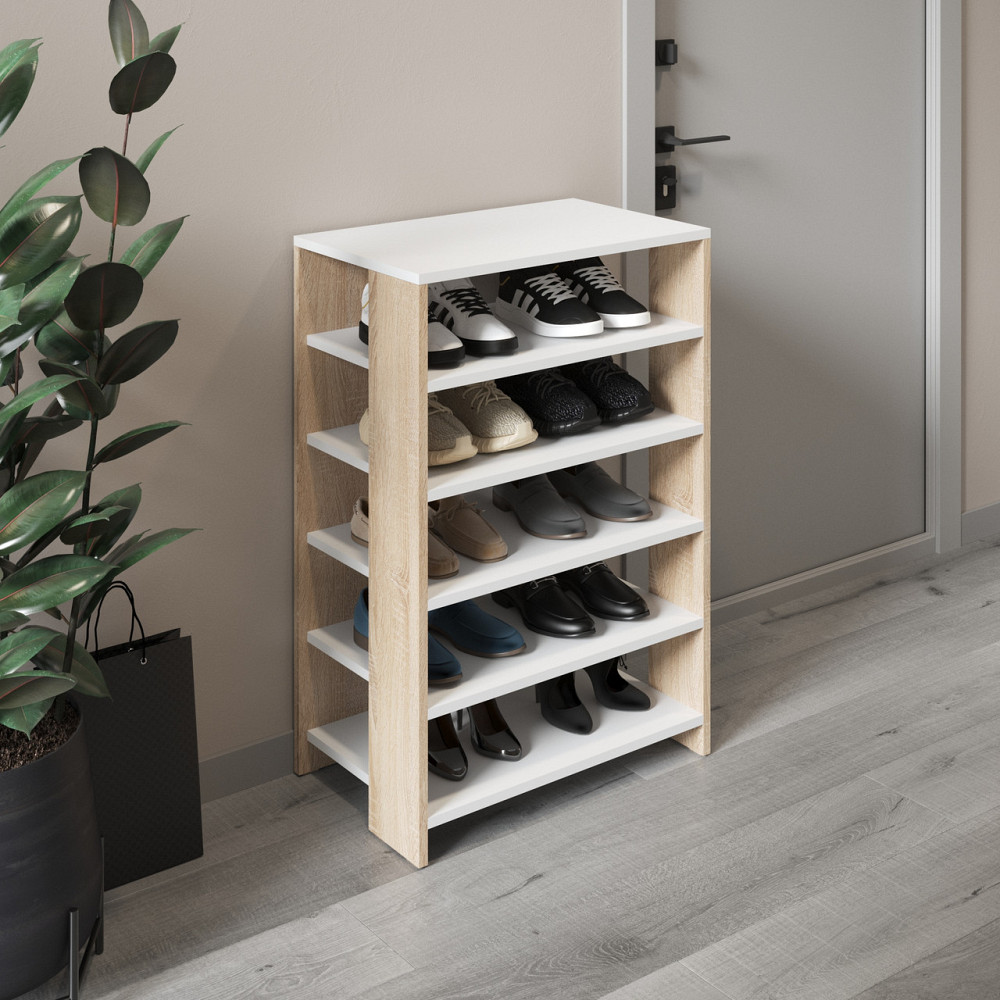 Тумба для взуття VAYS, взуттєва полиця M-36 Білий-Дуб Сонома Львів - фото 1