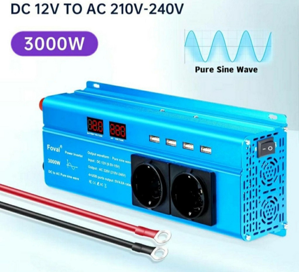 Инвертор Foval 12V-220V 3000W Чистый Синус | Автомобильный преобразователь напряжения 12В/220В 3 кВт Киев - изображение 1