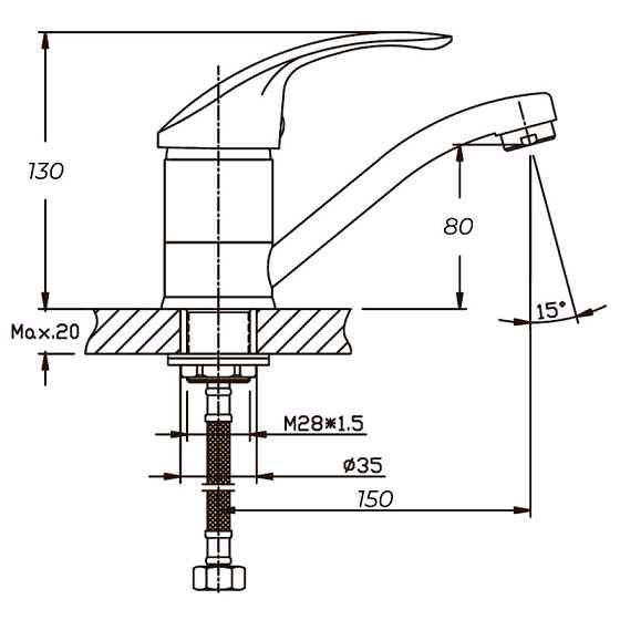 Змішувач для умивальника Haiba Fabio 555    ( HB0106 ) 36883 Харків
