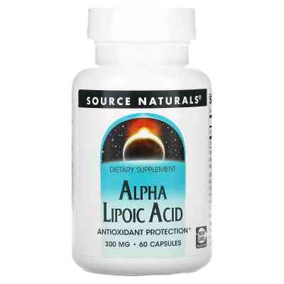 Антиоксидант Source Naturals Альфа-ліпоєва кислота, 300 мг, Alpha Lipoic Acid, 60 капсул (SNS-01764) Вінниця