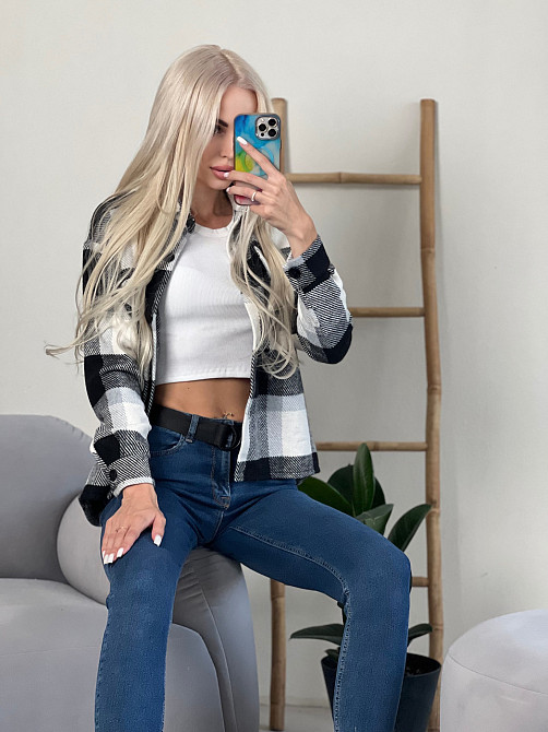 Жіноча тепла сорочка "Elba" оптом | Розпродаж моделі 42-44, Чорний+білий Київ - фото 4