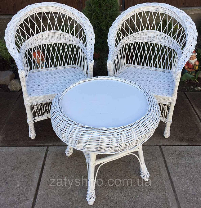 Белая мебель с журнальным столом | мебель из лозы белая с 2 креслами| мебель белая из ротанга Киев - изображение 4