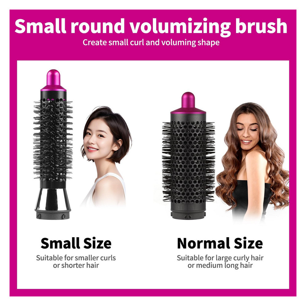 Кругла щітка насадка для Dyson Airwrap BVACUMHEAD фуксія нейлонова щетина силіконова ручка об'ємна сумісна HS05 HS01 Київ - фото 4
