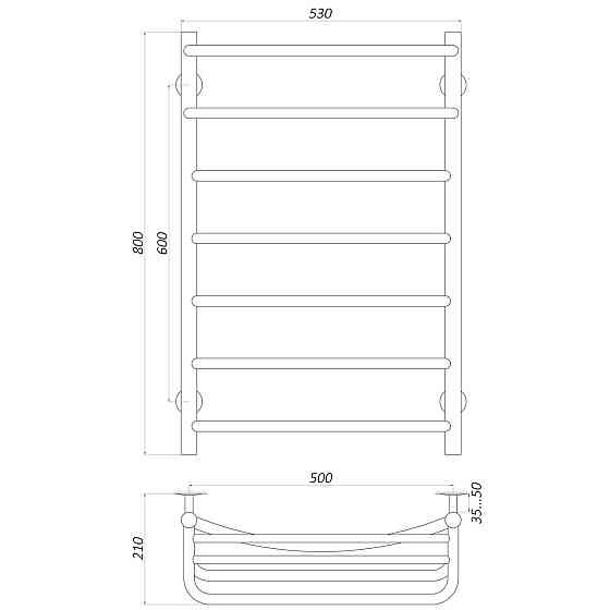 Сушарка для рушників UNIO Op W 800-500-7 Олівія з полицею вода Київ