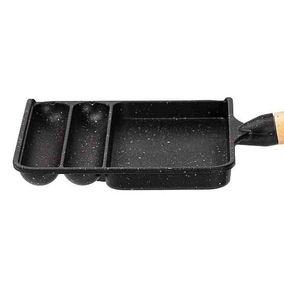 Прямокутна антипригарна сковорода на 3 секції чорна Київ