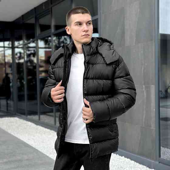 Чоловіча зимова куртка Пуховик Pobedov Snowfall Тепла з капюшоном зима чорна Одеса