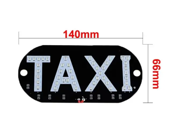 Автомобільне LED табло Таксі TAXI 12В біле з присосками для скла та підключенням до бортової мережі авто Київ