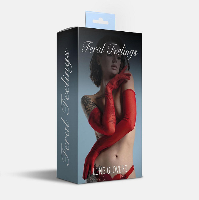 Рукавички довгі сітка Feral Feelings - Long Glover S, червоні Sex Aura Київ - фото 2