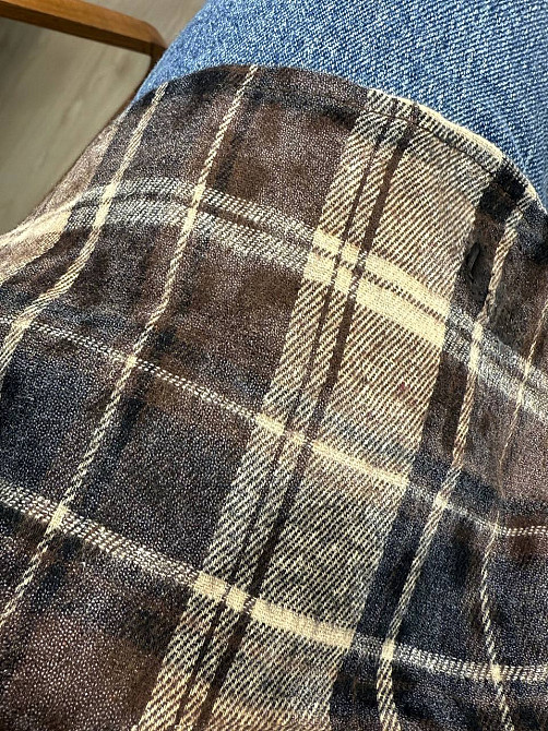 Сорочка жіноча YZY 7765 в клітинку оверсайз широка варена, темно-коричневий, one size Київ - фото 9