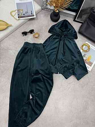 Женский повседневный велюровый костюм двойка: кофта и штаны Бутылка, 46/48 Одесса