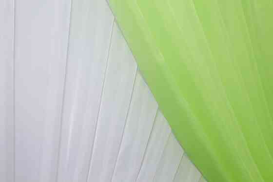 Кухонні шторки VR-Textil № 076к "Дует" з підв'язками салатовий з білим 270х170 см (50-149) Київ