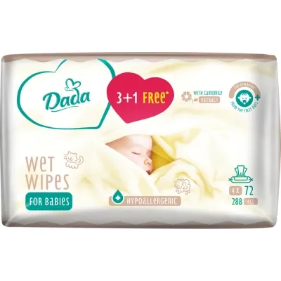 Дитячі вологі серветки Dada 3+1 з екстрактом ромашки (4 х 72 шт.) (4820174980863) Вінниця