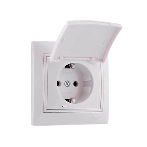 MIRA білий Розетка внутрішня із заземленням з білою вставкою та кришкою Лезард Житомир - изображение 1