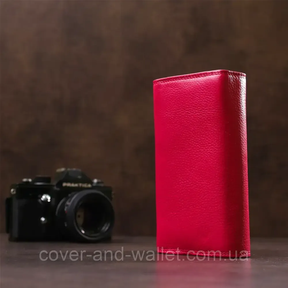 Удобный кожаный кошелек розового цвета с дополнительным блоком для карточек Boston Киев - изображение 7