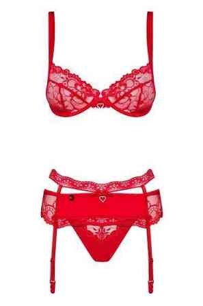 Комплект Obsessive Heartina 3 pcs set L/XL красный Sex Aura Киев