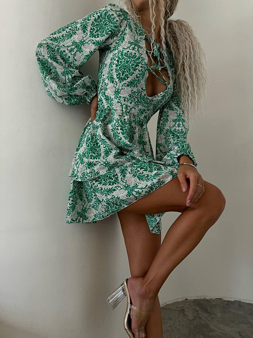 Женское стильное повседневное летнее платье софт принт Зеленый, 44/46 Одесса - изображение 8