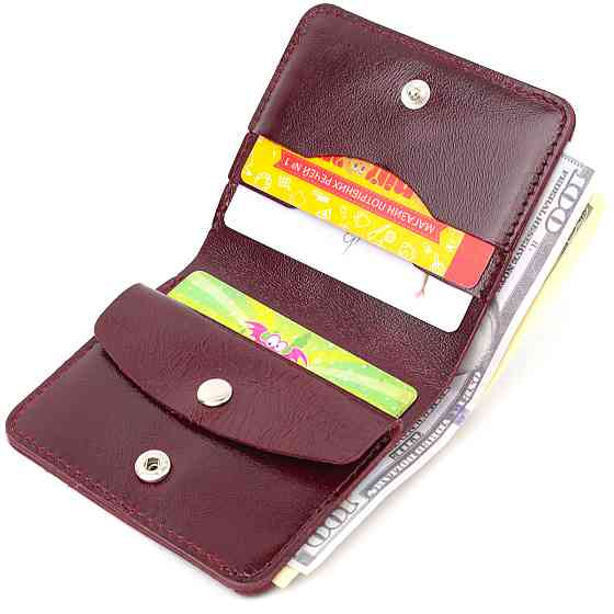 Женское глянцевое кожаное портмоне Shvigel 16609 Вышневый Киев