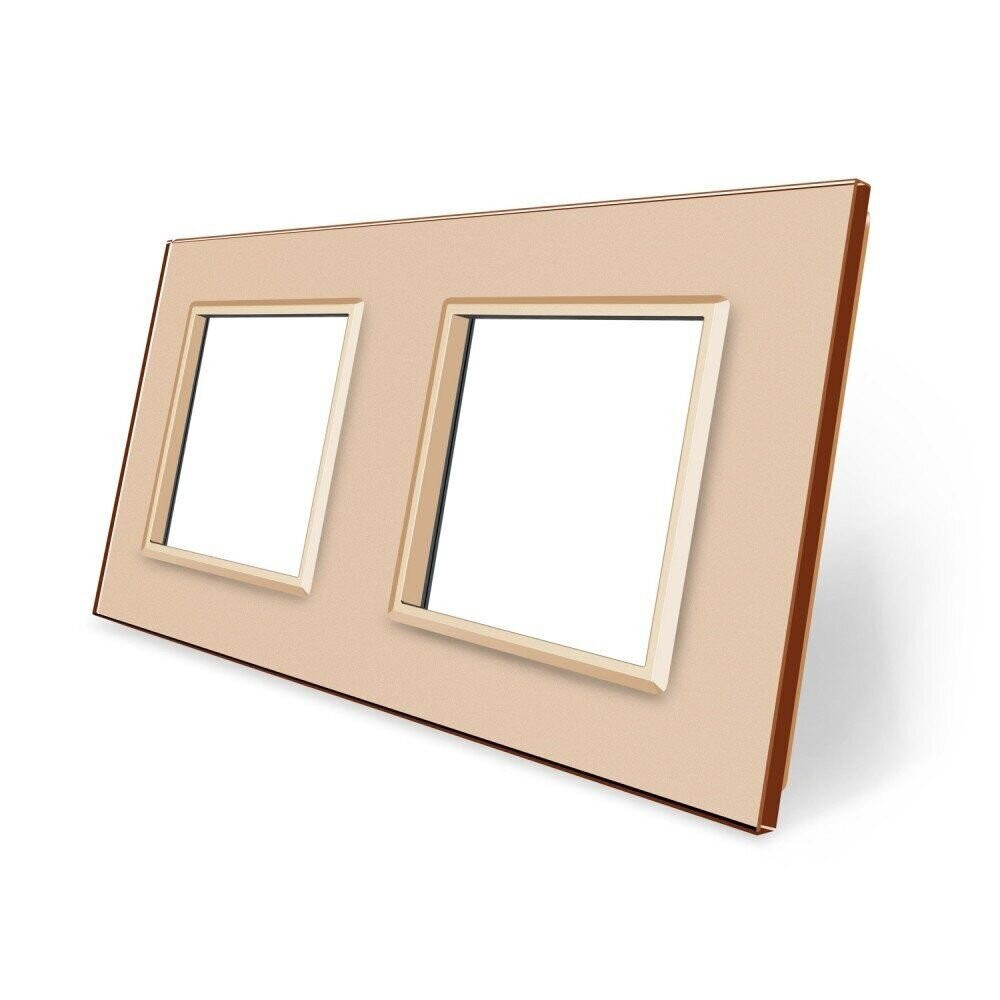 Рамка 2-постова LIVOLO, загартоване скло, золота, 151×80 мм (VL-P7E/E-4A) Коломия - фото 6