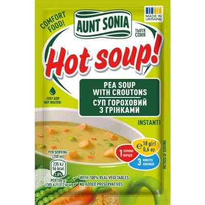 Їжа швидкого приготування Тьотя Соня Суп гороховий з грінками 18 г (4820015102850) Вінниця