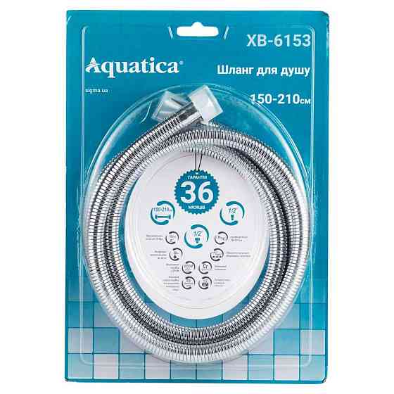 Шланг для душу 1/2" SS хромований розтяжний з підшипником 150-210см AQUATICA XB-6153 (9792010) Рівне