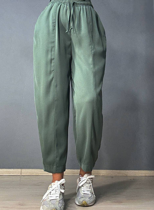 Брюки жіночі Mix Ray 4307 МОМ з резинкою та шнурком на талії, хакі, L Київ - фото 8