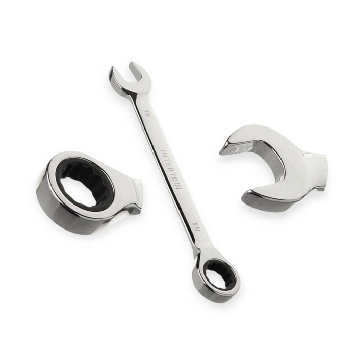 Набір ключів ріжково-накидних з тріскачкою 8-19 мм 6 шт (планшет) CrV XT-1301 Мукачево - фото 1