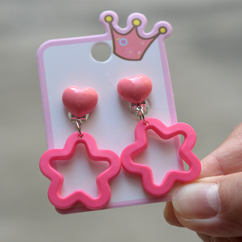 Кліпси дитячі Зірочки 45 на 30 мм малиновий Київ - фото 1