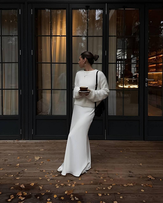 Жіноча розкішна спідниця довжини максі королівський шовк Білий, 46/48 Одеса - фото 1