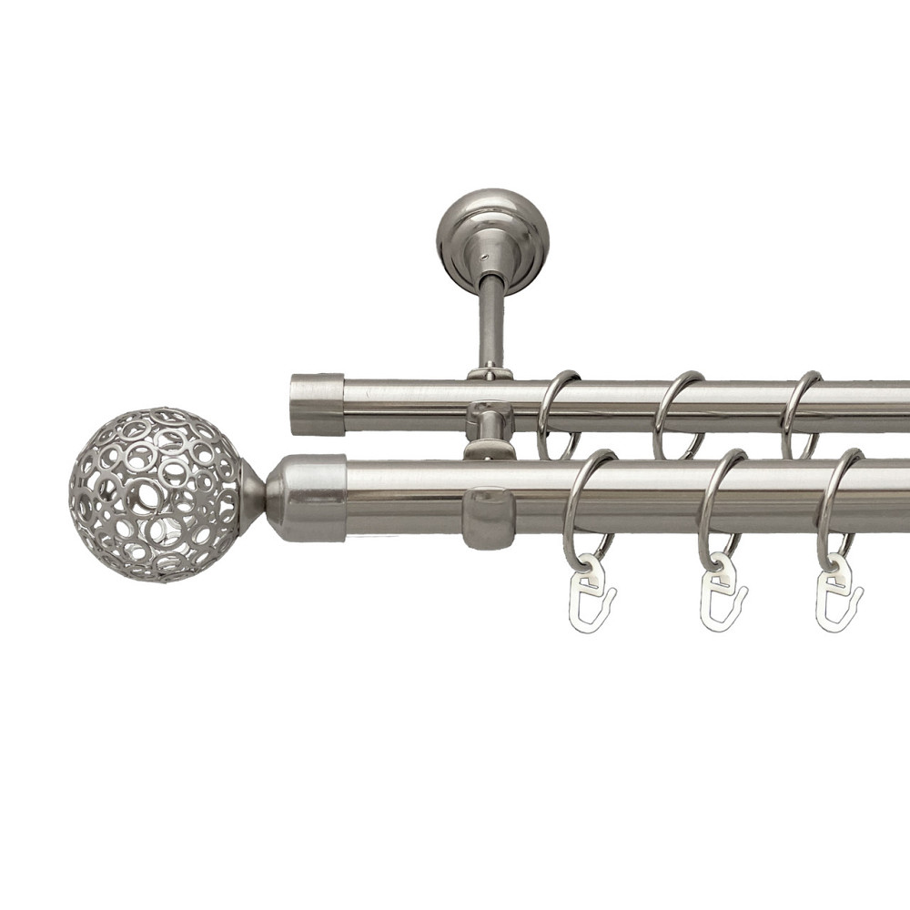 Карниз Orvit Савона металевий дворядний відкритий Нержавіюча Сталь 25\19 мм 240 см (7075465) Львів - фото 1