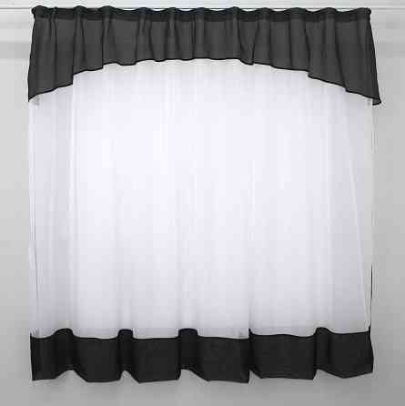 Гардина арка на кухню VR-Textil № 110к белый с черным 270х170 см (52-0316) Киев