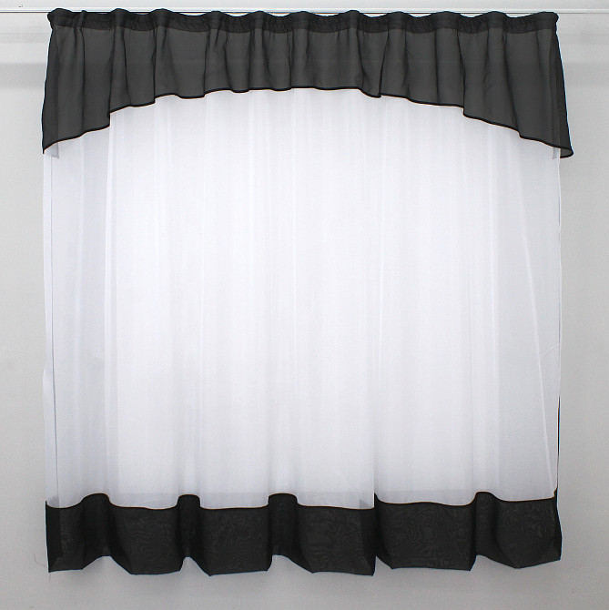 Гардина арка на кухню VR-Textil № 110к белый с черным 270х170 см (52-0316) Киев - изображение 1