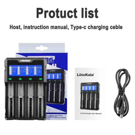 Зарядное устройство LiitoKala Lii-K4 + Рowerbank + LCD + Type-C для аккумуляторов (Li-ion IMR LiFe NiMH/CD) на 4 канала Киев