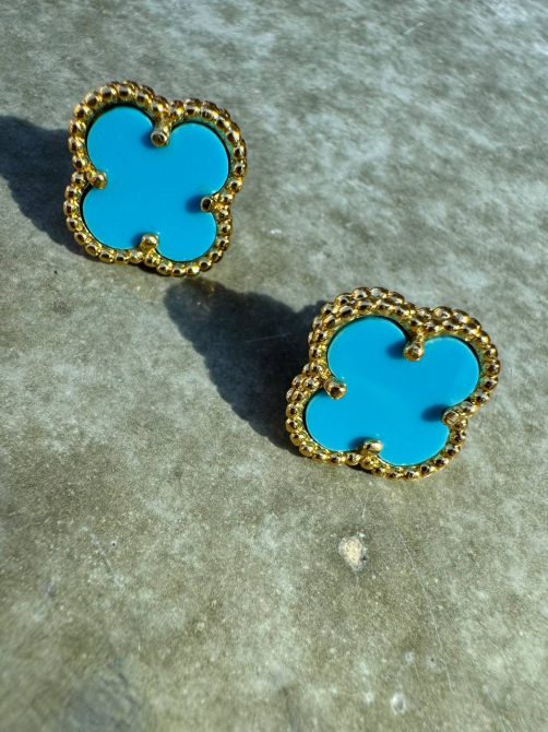 Van Cleef набор - сережки, подвеска, браслет, кольцо  / голубая эмаль под бирюзу / лимонное золото Одесса - изображение 5