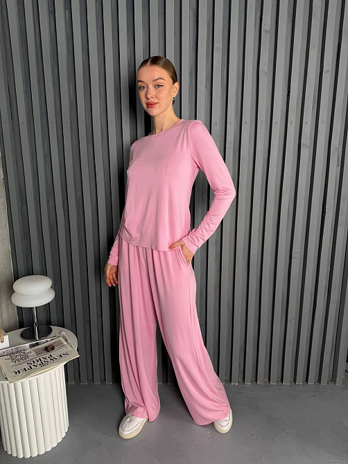 Женский базовый повседневный костюм из легкой вискозы Розовый Одесса - изображение 10