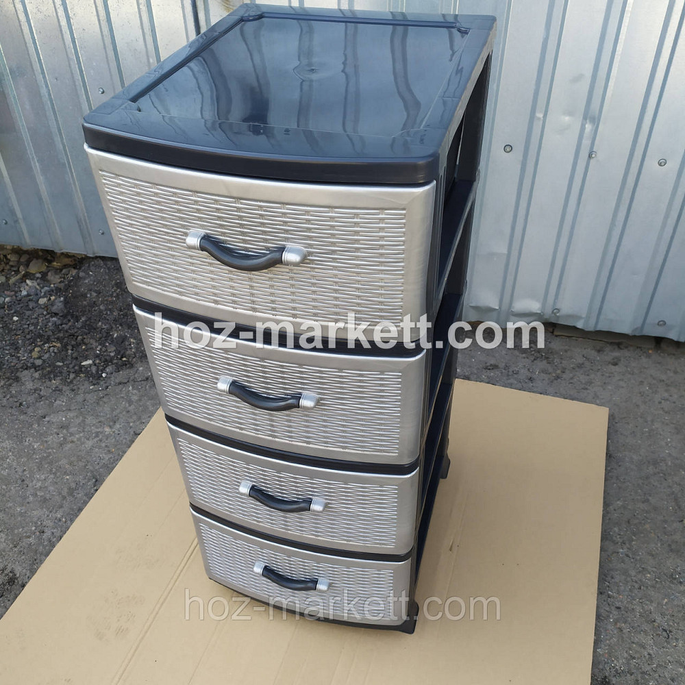 Тумбочка-комод пластиковий сірий на 4 ящики виробництво Україна Харків - фото 6