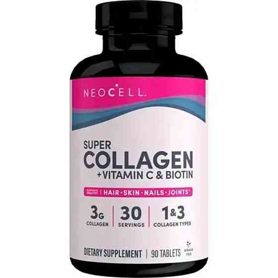 Коллаген + витамин С и биотин, Collagen, + Vitamin C &amp; Biotin, NeoCell, супер, 90 таблеток Луцьк