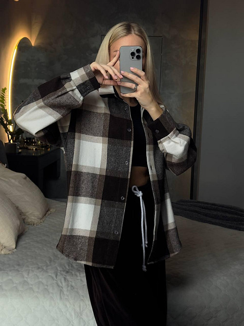 Женская базовая теплая клетчатая рубашка турецкий кашемир Одесса - изображение 1