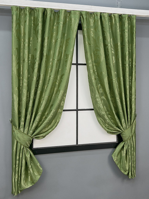 Комплект коротких штор VR-Textil Жаккард Лилия № 1536ш Салатовый 140х170 см 2 шт (35-0448) Киев - изображение 2