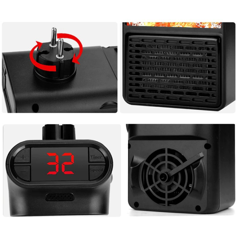 Обігрівач з вентилятором 2 квт Flame Heater 1000 Вт, Вітродуйка обігрівач, Тепловентилятор електричний DE-59 Львів - фото 19