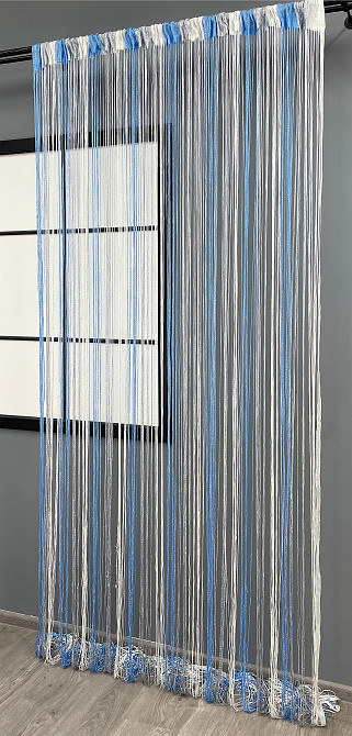 Шторы-нити с люрексом Голубой с серо-белым 300х300см 1 шт (61-061) Киев - изображение 4