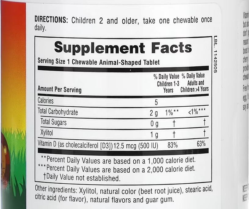 Витамин D3 со вкусом черной вишни, без сахара (Vitamin D3, Animal Parade) 500 МЕ 90 конфет Київ - фото 3