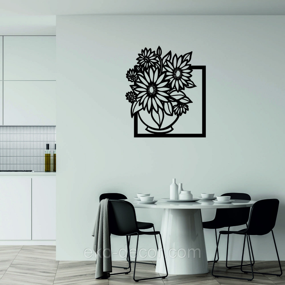 Декоративное настенное Панно «Букет цветов», Декор на стену 110*96 см, Черный Киев - изображение 9