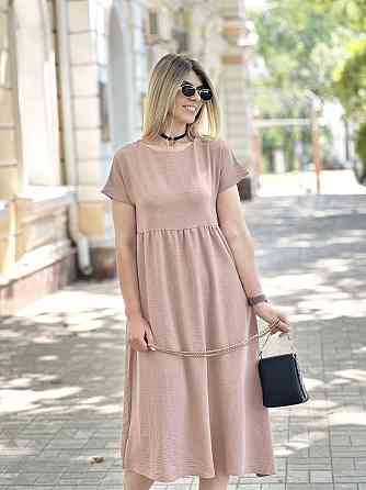 Летнее платье миди свободного кроя Ordinary 46-48, Капучино Киев