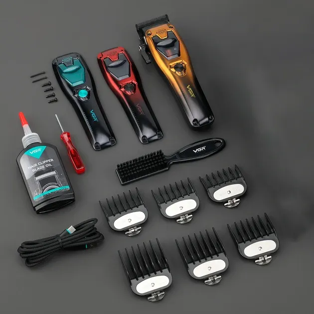 Машинка для стрижки V-668 акумуляторна зі змінними накладками корпусу та насадками Одеса - фото 8